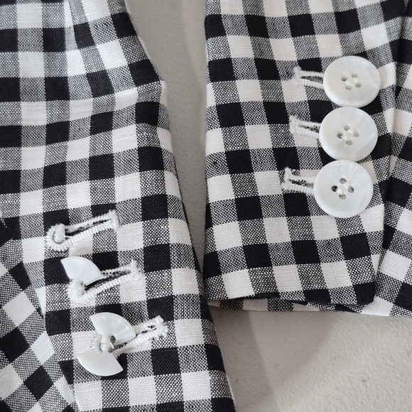 Talbots Classic Blazer Linen / Cotton Blend B&W Gingham NWOT *Flaw - Size 14WP - Picture 15 of 15